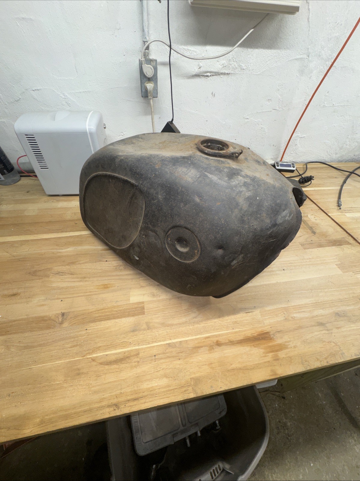 Vintage Motorcycle Gas Fuel Tank Steel Patina Project Cafe Racer Custom DENT