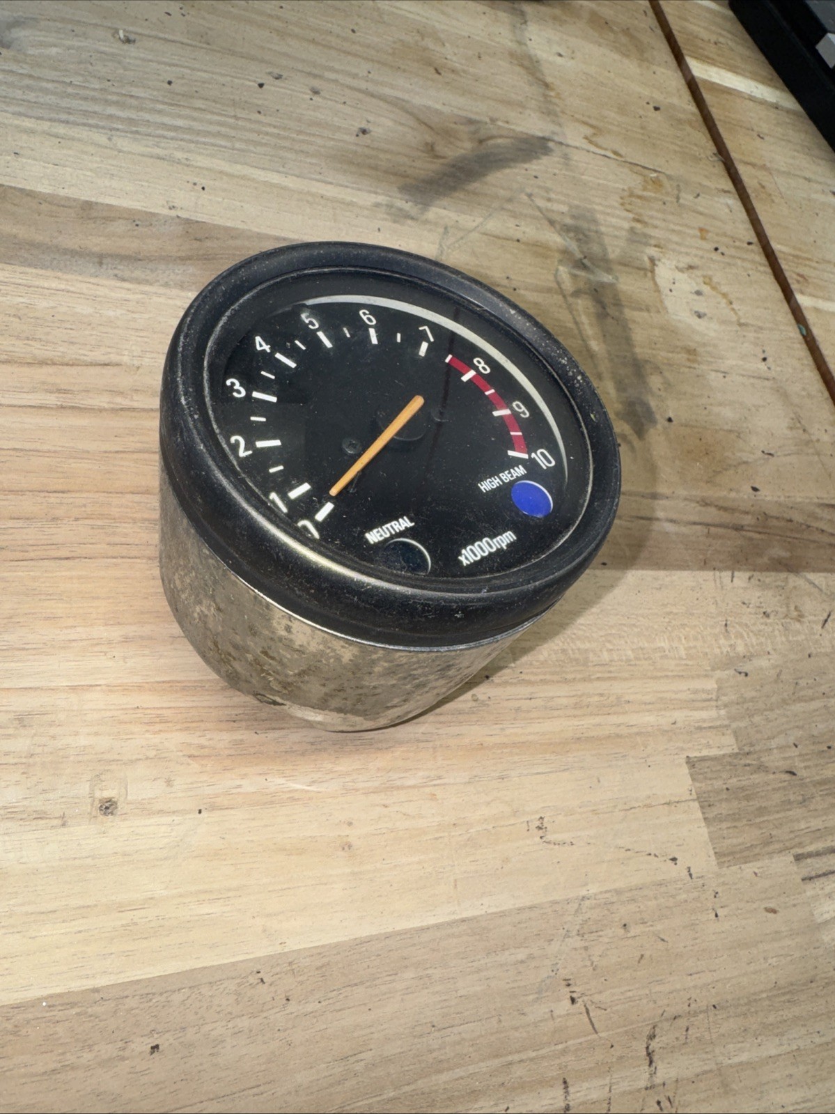 Vintage Motorcycle Tachometer Gauge RPM Cluster Neutral High Beam Cafe Racer
