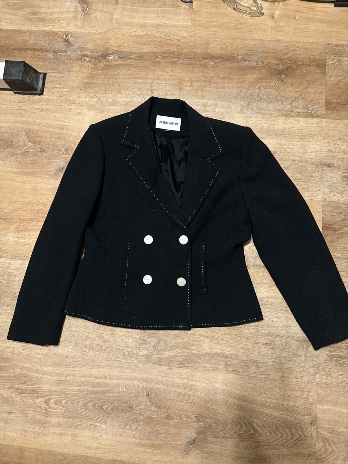 Albert Nipon Womens Size 6 Black Blazer Jacket Padded