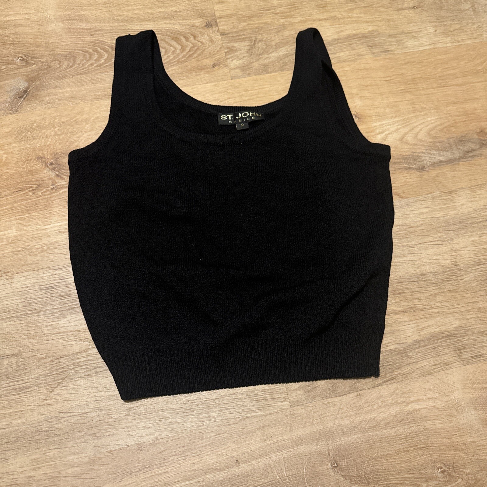 St. John Basics Size P Cropped Black Sweater Tank Top Sleeveless
