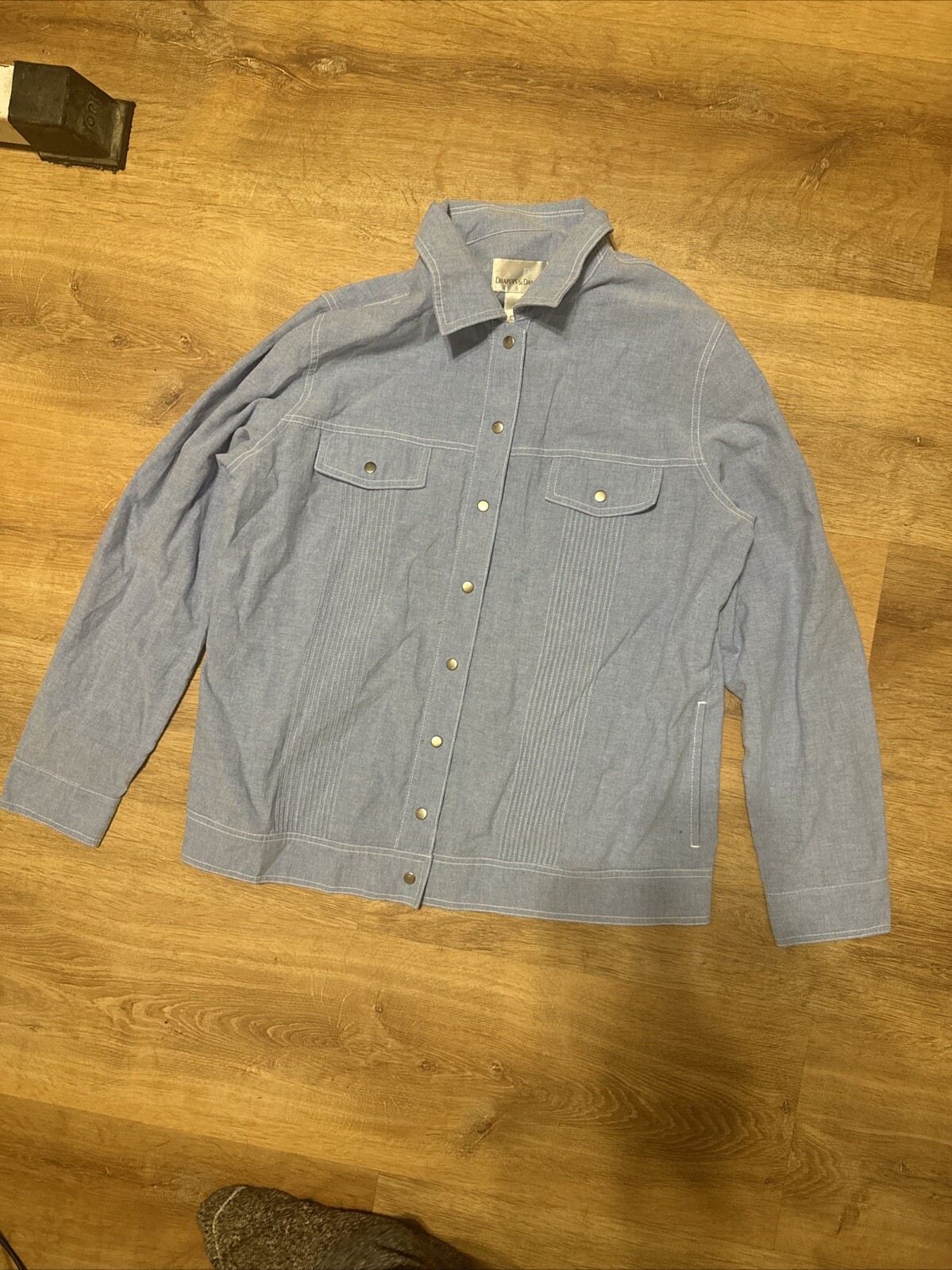 Drapers & Damons Jacket Womens Small Gray Button Up Lightweight Shirt Pockets