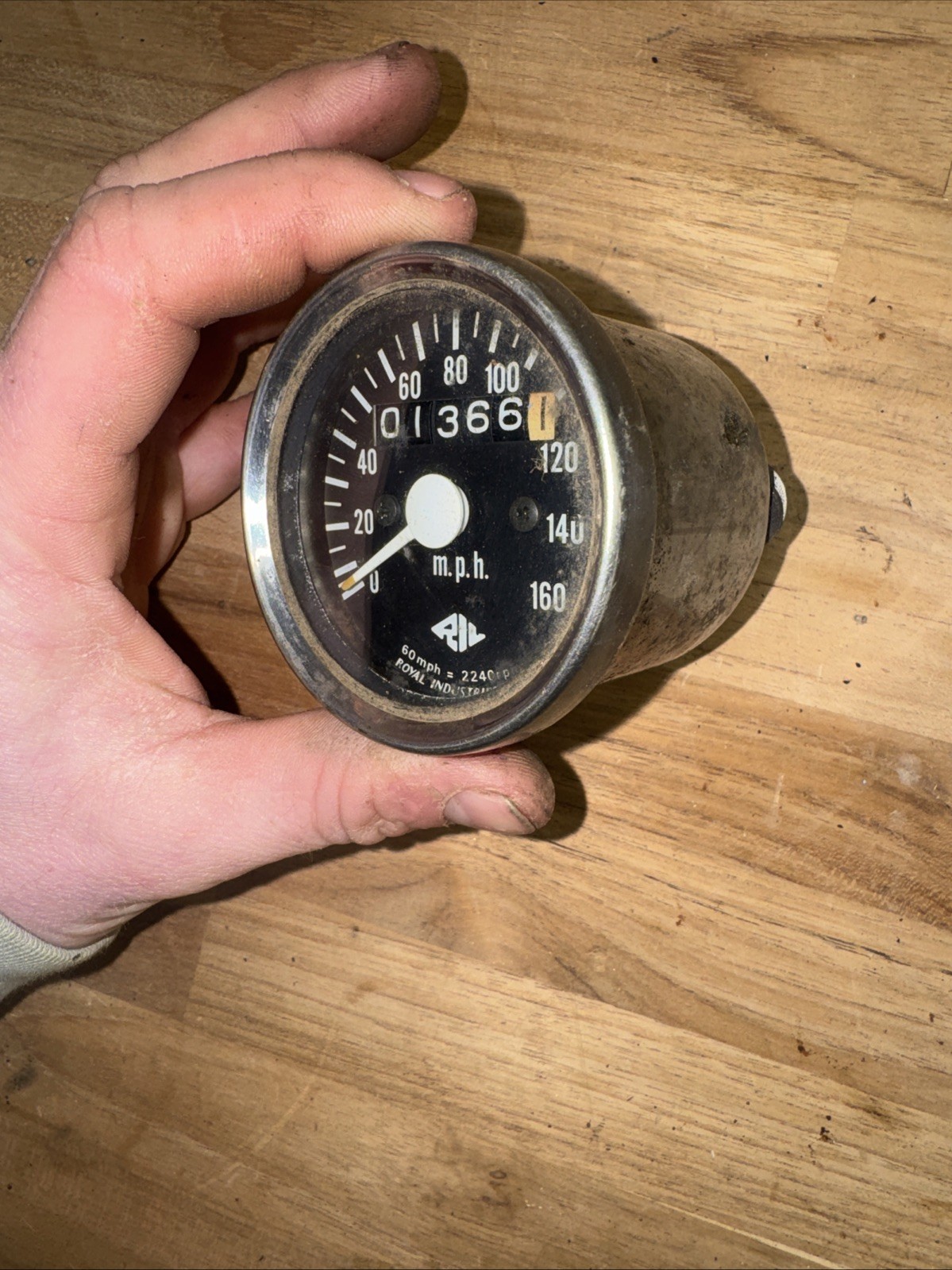 Vintage Motorcycle Speedometer MPH Royal Industries Smiths Style Cafe Racer