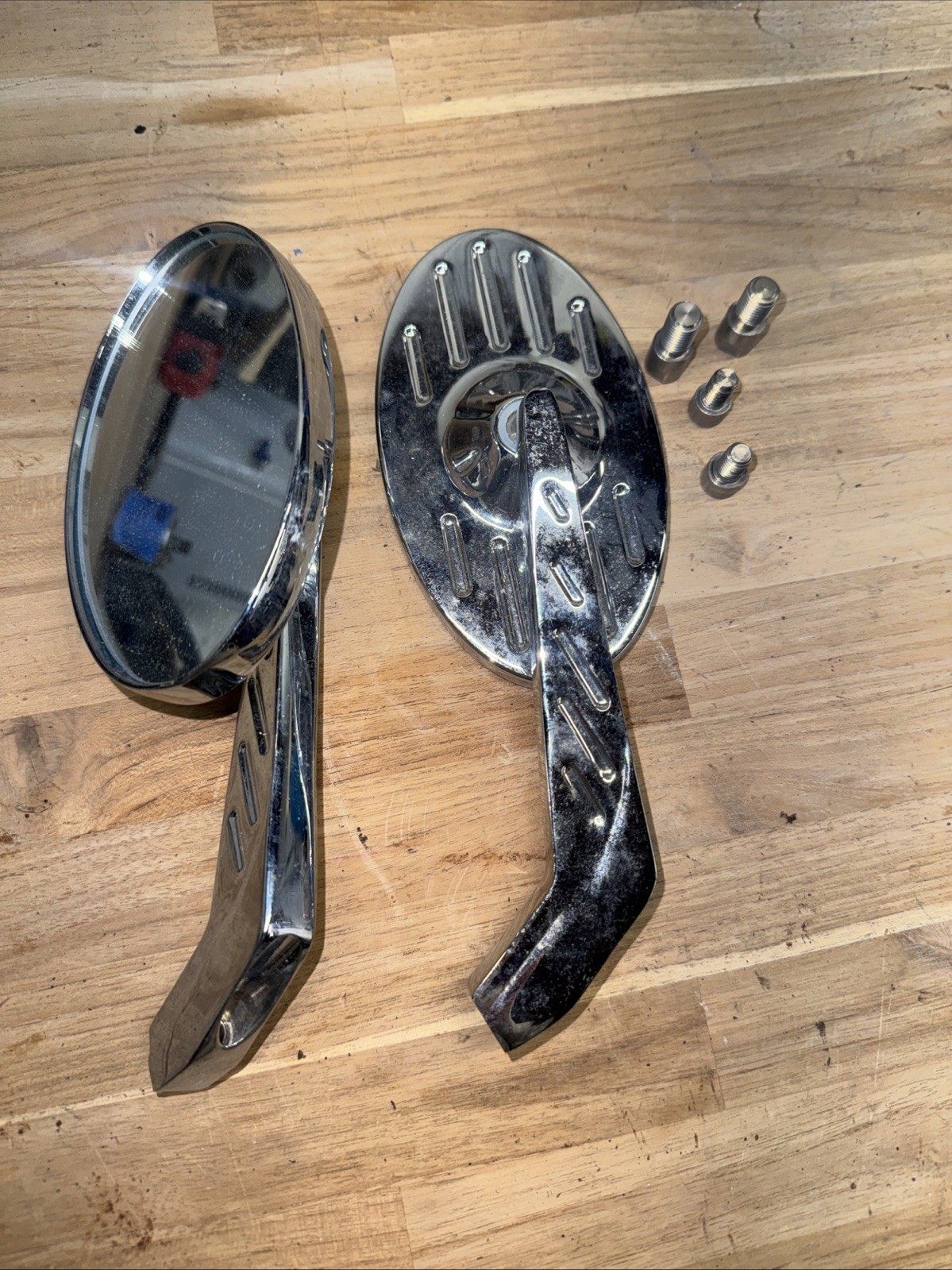 Vintage Chrome Motorcycle Mirrors Pair Cafe Racer Custom Universal
