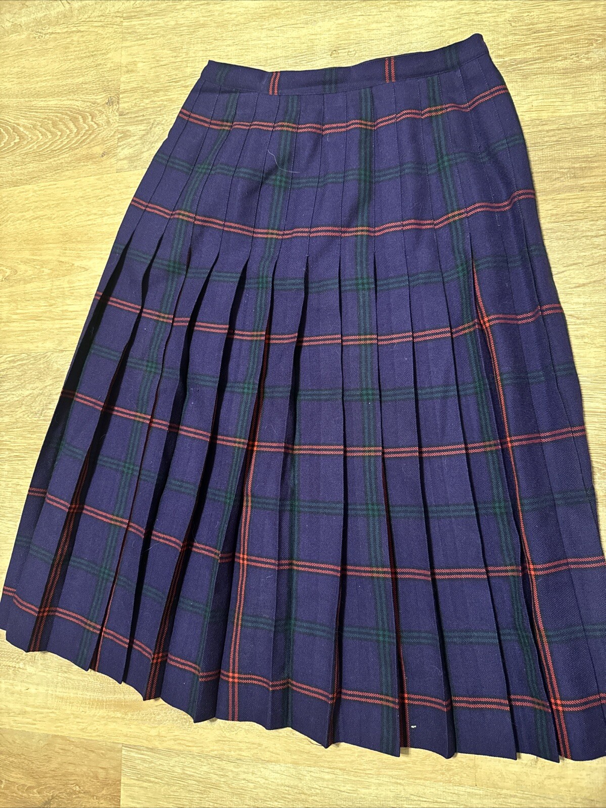 Vintage Aljean Skirt Womens SIZE 4 Wool Pleated Plaid Saks Fifth Avenue