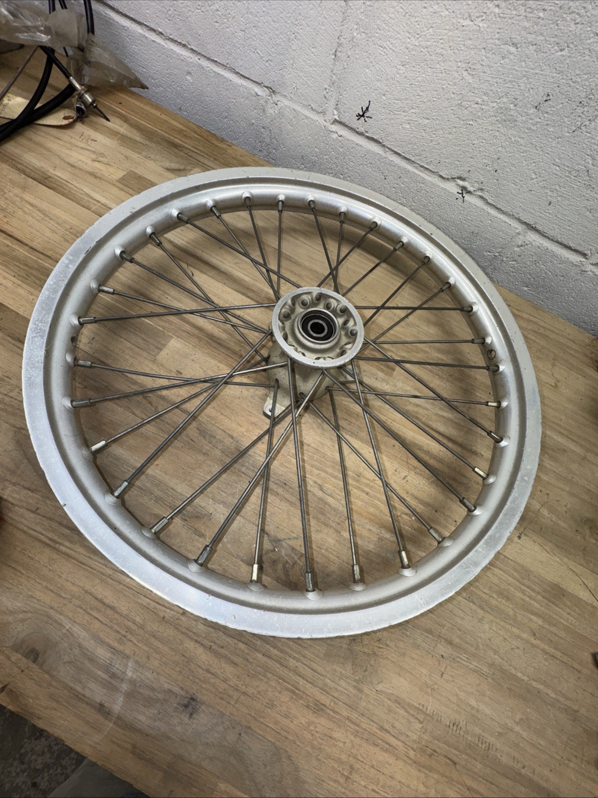17 Inch Spoked Motorcycle Wheel Rim Hub Assembly Stamped 02B-FP 593 Takasago