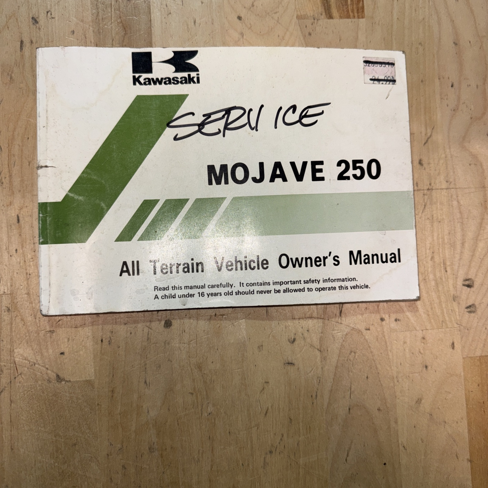 1996 KAWASAKI ATV MOJAVE 250  P/N 99920-1793-01 OWNERS MANUAL (534)